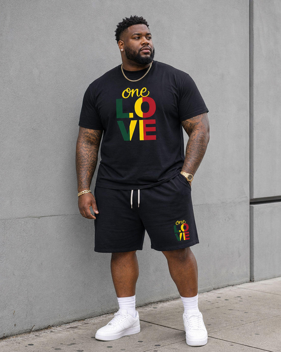 Big & Tall Men's June Day Memorial Ancestors Black Short Sleeve T-Shirt Shorts Set Black