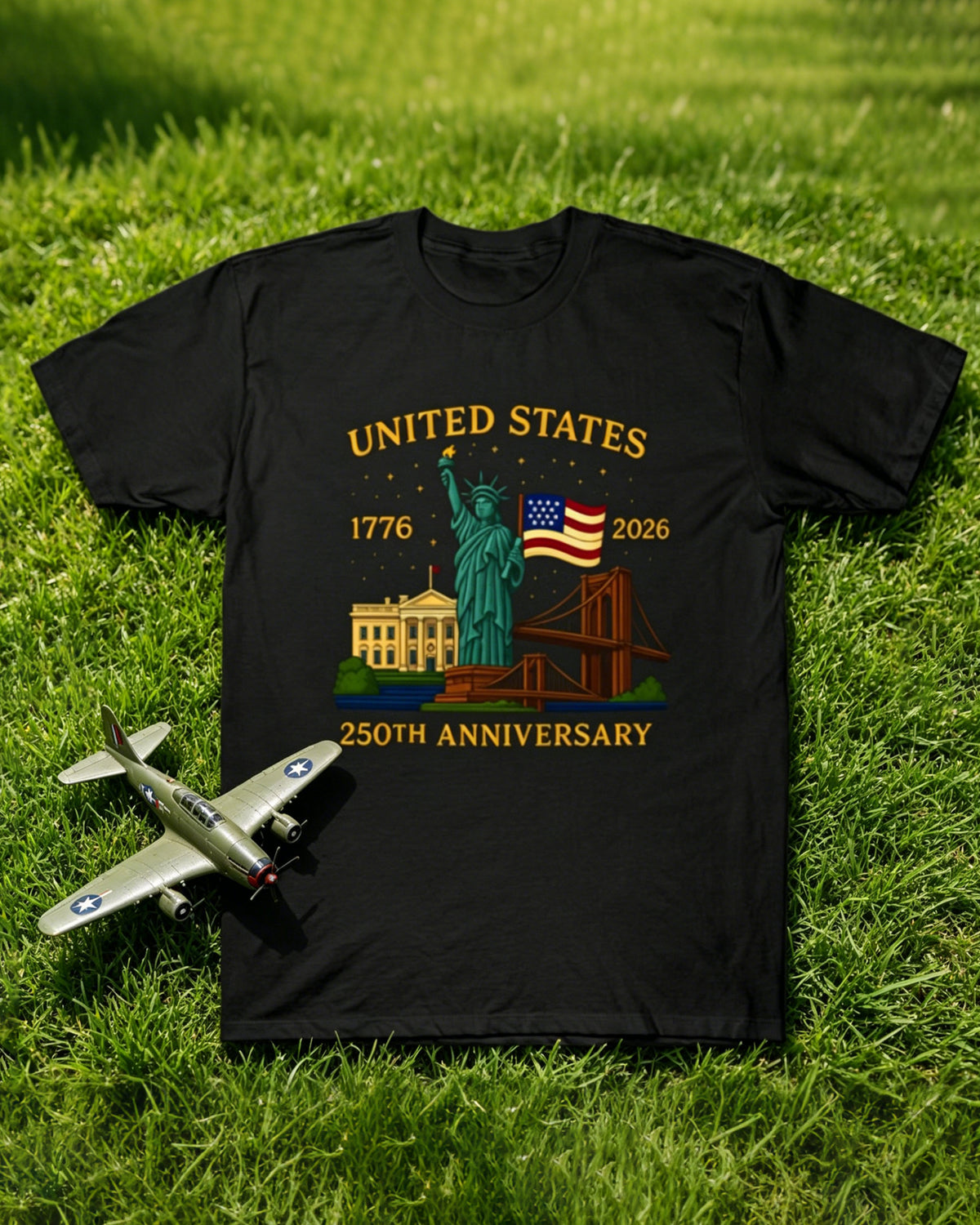 Big & Tall Men's 250 Anniversary Of The Founding Of The United States Free Print Commemorative T-Shirt