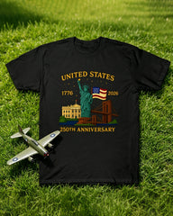 Big & Tall Men's 250 Anniversary Of The Founding Of The United States Free Print Commemorative T-Shirt