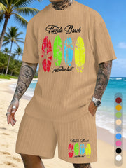Vacation Surfing Printed Texture Three-Dimensional Jacquard Casual Set