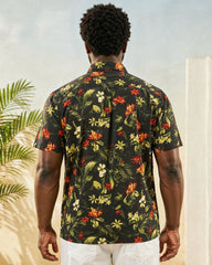 Big & Tall Men's Hawaiian Holiday Leaf Full Printed Cardigan Short Sleeve Shirt