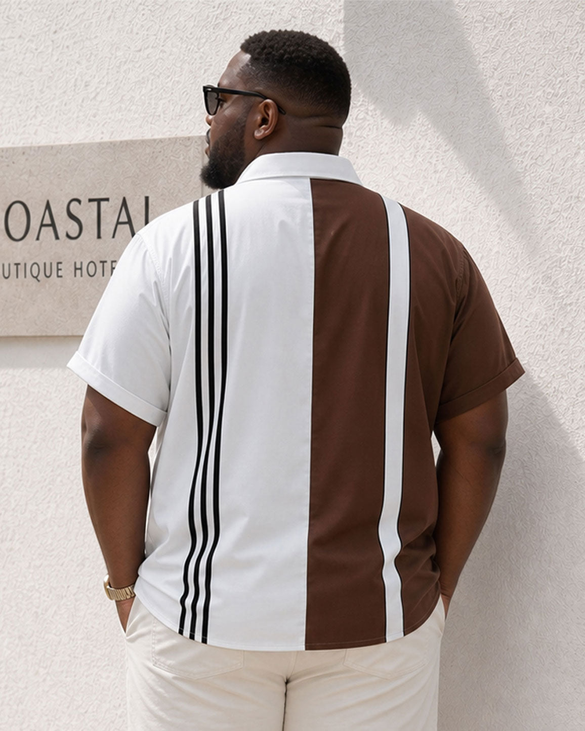 Big & Tall Men's Simple Stitching Holiday Casual Short-sleeved Button Shirt