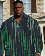 Men's Plus Size Casual Holiday Dating Party Big Brother Calm Print Black Anti-Wrinkle New Lasel Long Sleeve Shirt