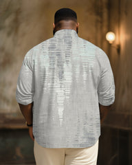 Big & Tall Men's Vintage Grey Art Print Long Sleeve Bamboo Hemp Texture Shirt
