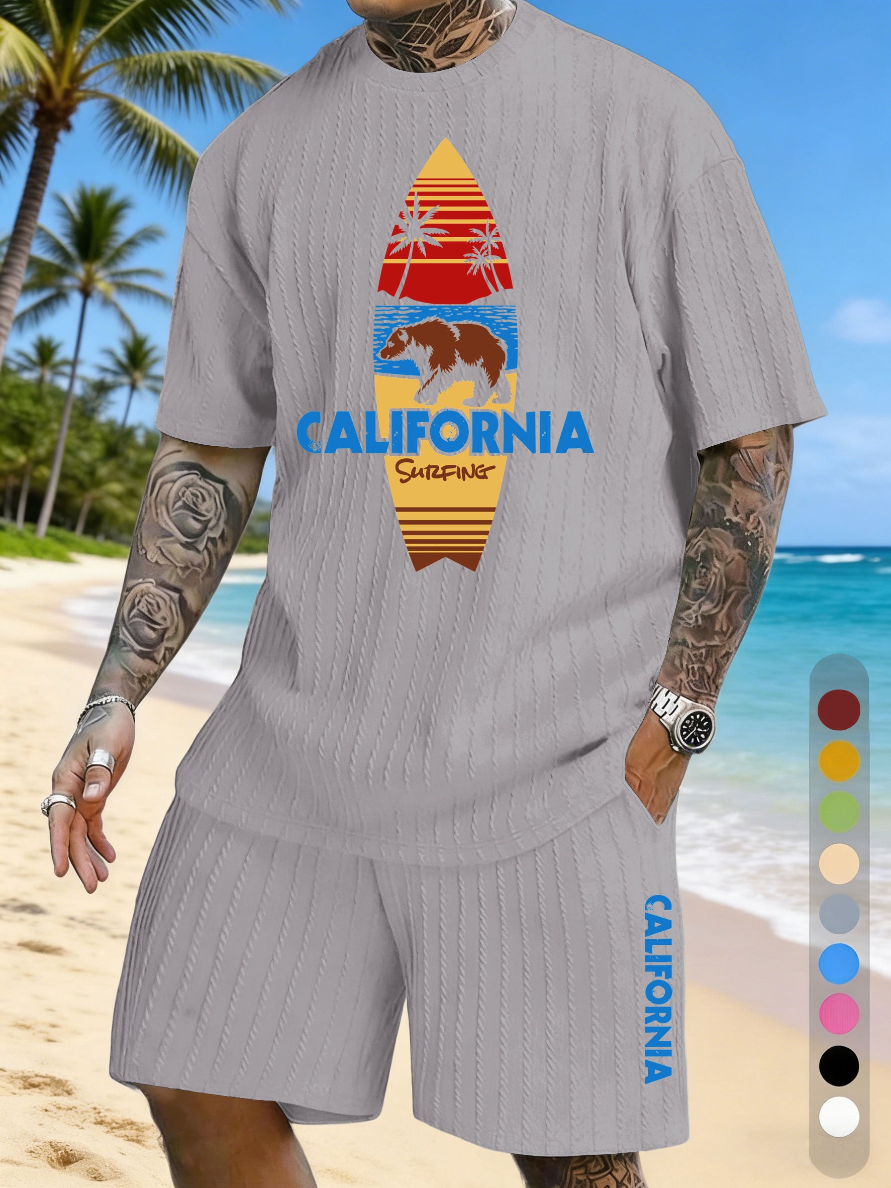 Surfboard Pattern Texture Three-dimensional Jacquard Large Size Casual Suit