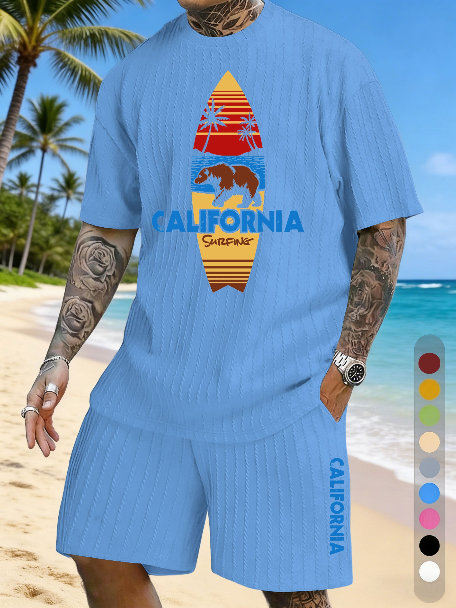 Surfboard Pattern Texture Three-dimensional Jacquard Large Size Casual Suit