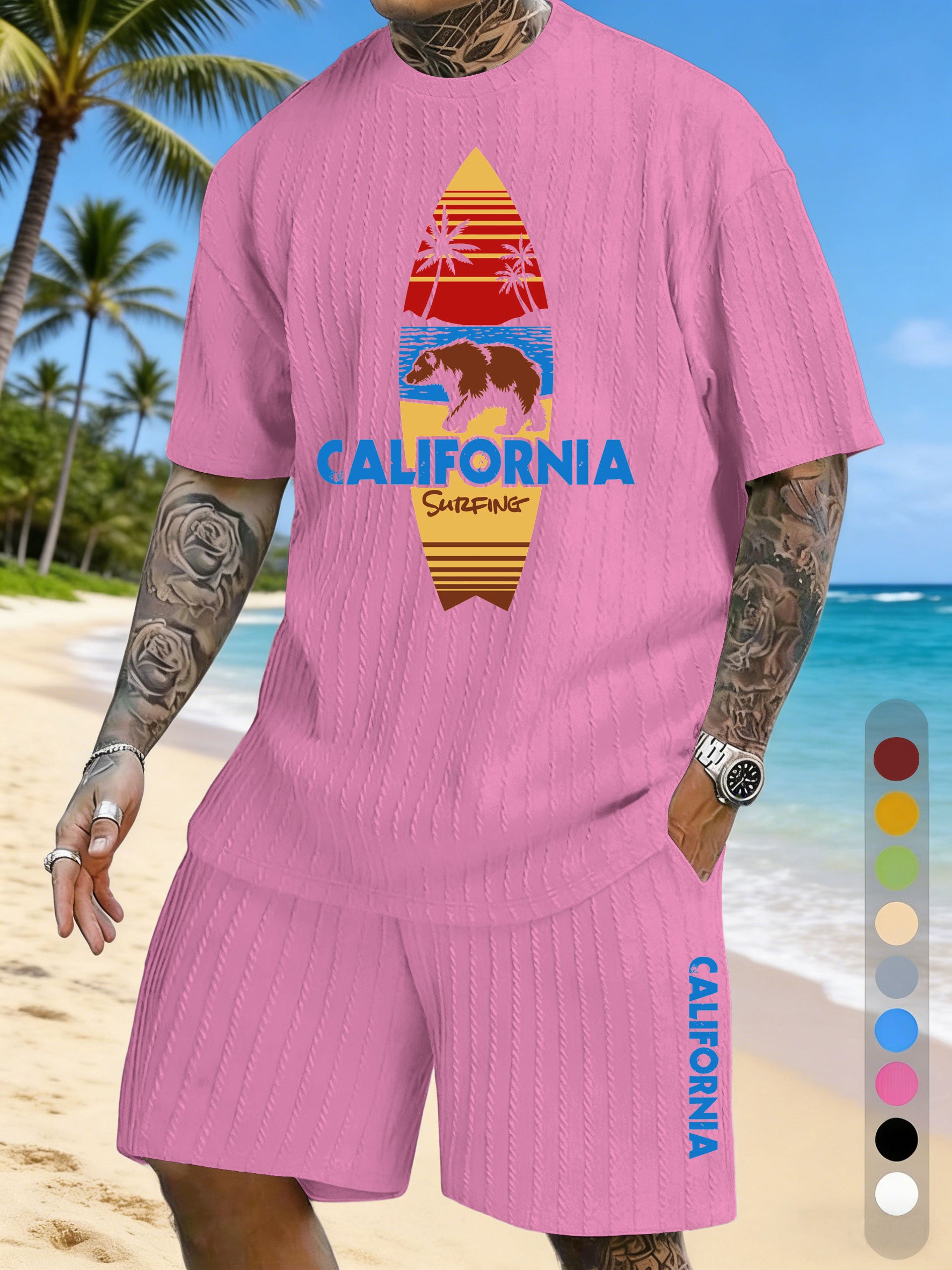 Surfboard Pattern Texture Three-dimensional Jacquard Large Size Casual Suit