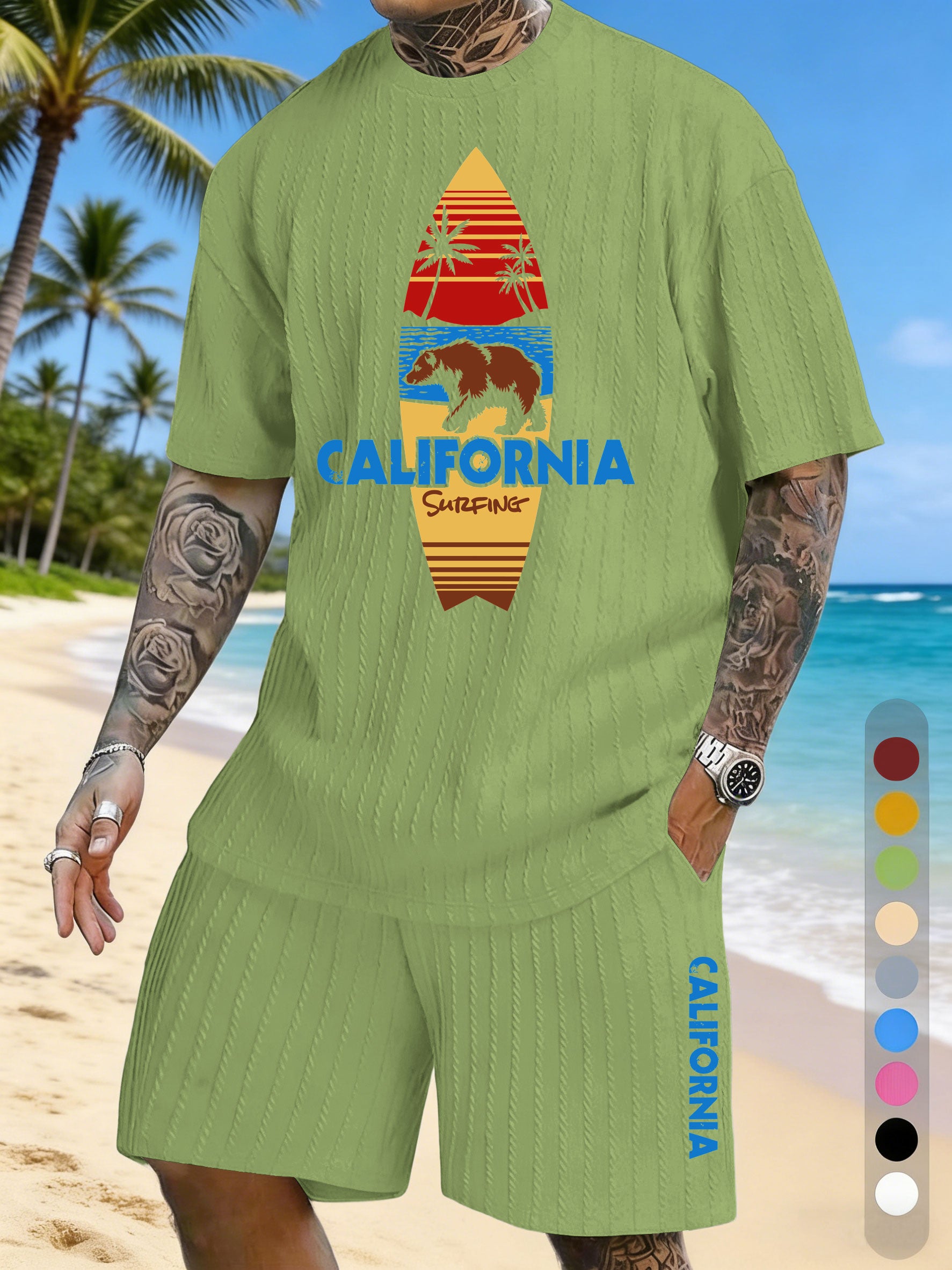 Surfboard Pattern Texture Three-dimensional Jacquard Large Size Casual Suit