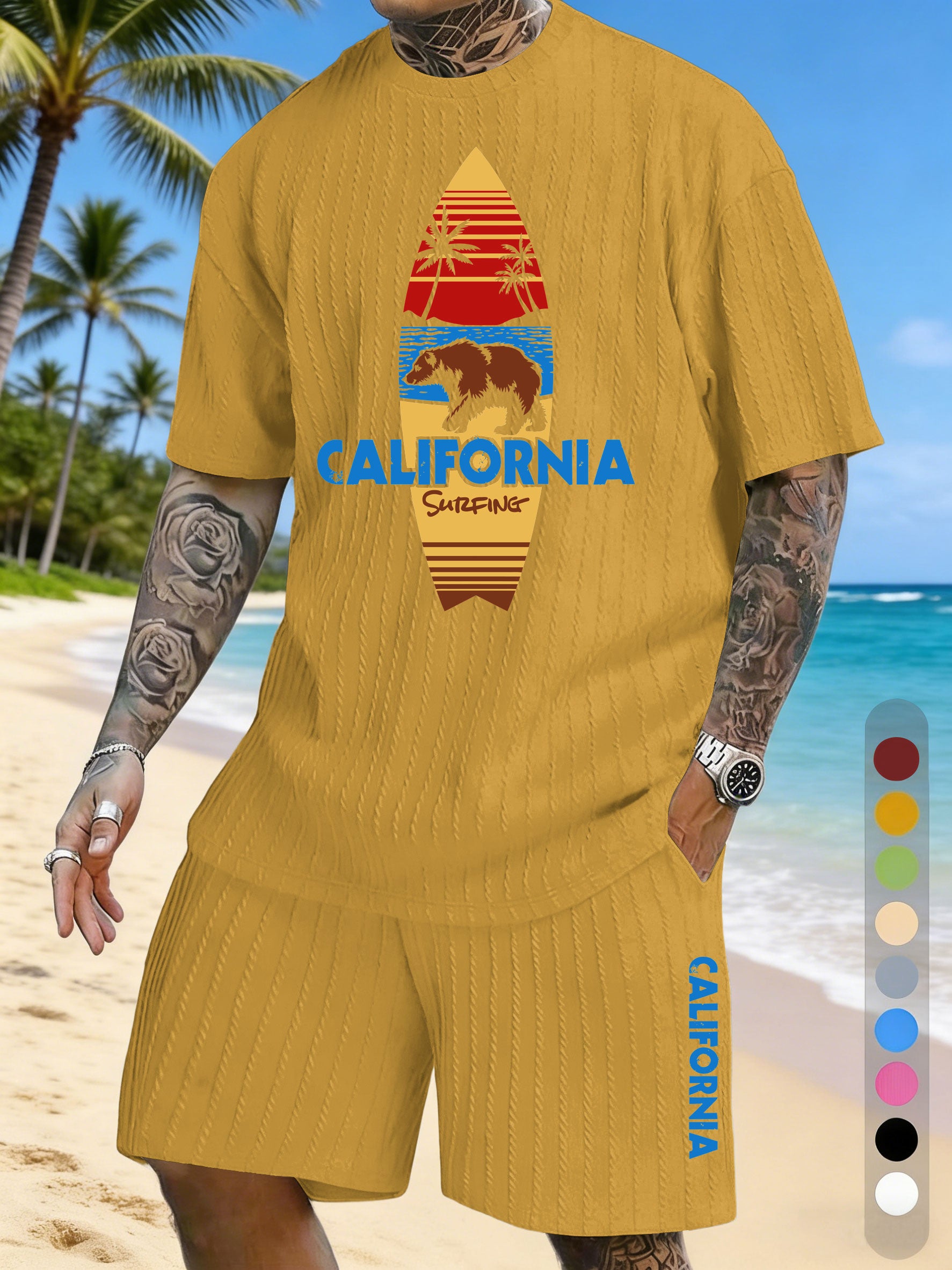 Surfboard Pattern Texture Three-dimensional Jacquard Large Size Casual Suit