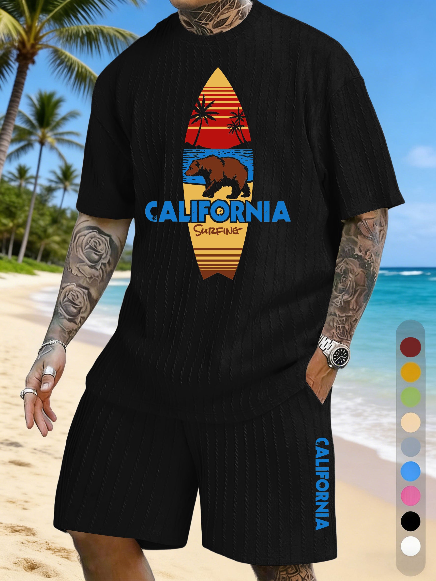 Surfboard Pattern Texture Three-dimensional Jacquard Large Size Casual Suit