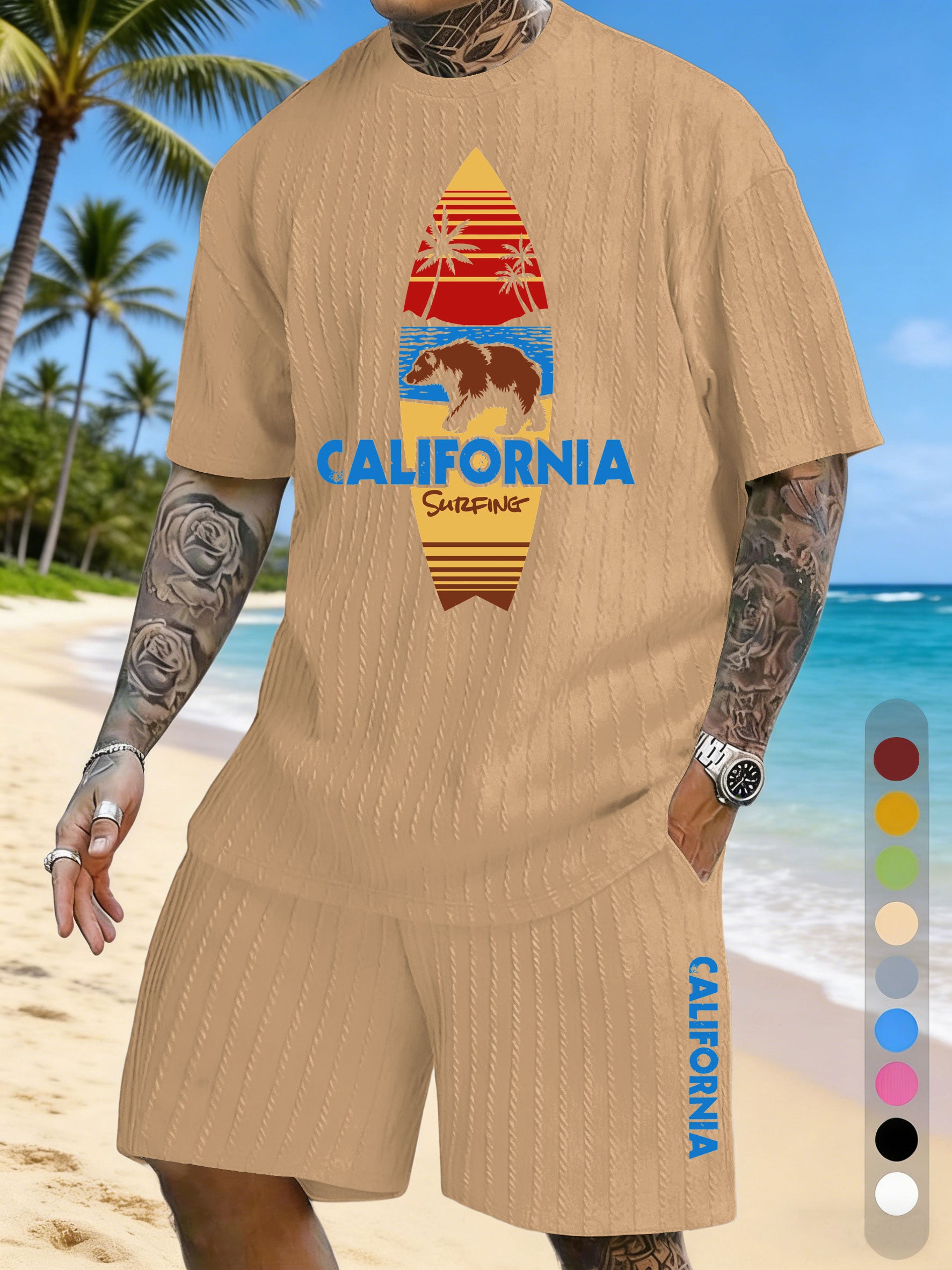 Surfboard Pattern Texture Three-dimensional Jacquard Large Size Casual Suit