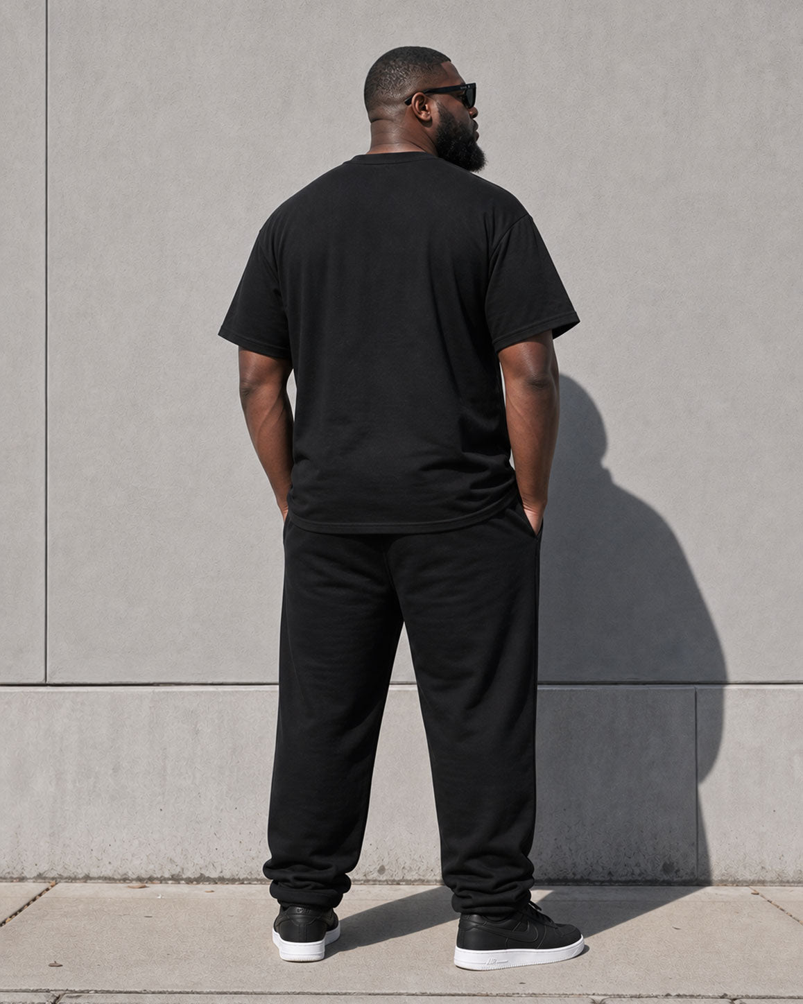 Big & Tall Men's Simple Travel Casual Chest King Large Printed Short Sleeve T-shirt Sports Pants Set