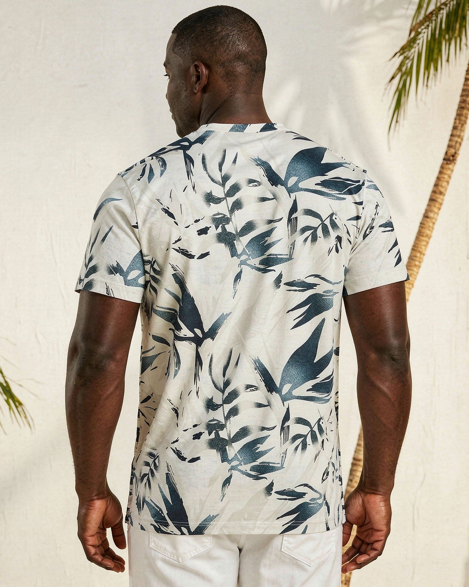 Big & Tall Men's Full-width Bamboo Hand-printed Short-sleeved T-shirt
