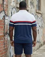 Big & Tall Men's Business Leisure Simple Daily Party Contrast Color Pony Label Printed Short Sleeve POLO Shirt Shorts Set