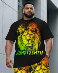 June Festival Lion-African Pride Freedom Day Large Size T-Shirt Shorts Set
