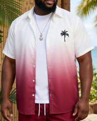 Big & Tall Men's Jujube Gradient Coconut Buttons Short Sleeve Shirt Shorts Set