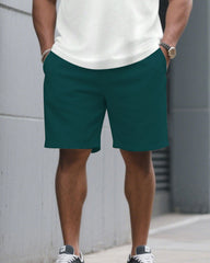 Big & Tall Men' Simple Top Line Geometric Tiger Jacquard High-end Short-sleeved T-shirt Shorts Set