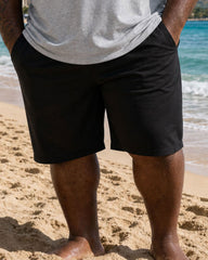 Big & Tall Men's Hawaiian Simple Casual Grey & Black Coconut Tree Silhouette Vest Shorts Set