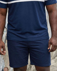 Big & Tall Men's Business Leisure Simple Daily Party Contrast Color Pony Label Printed Short Sleeve POLO Shirt Shorts Set