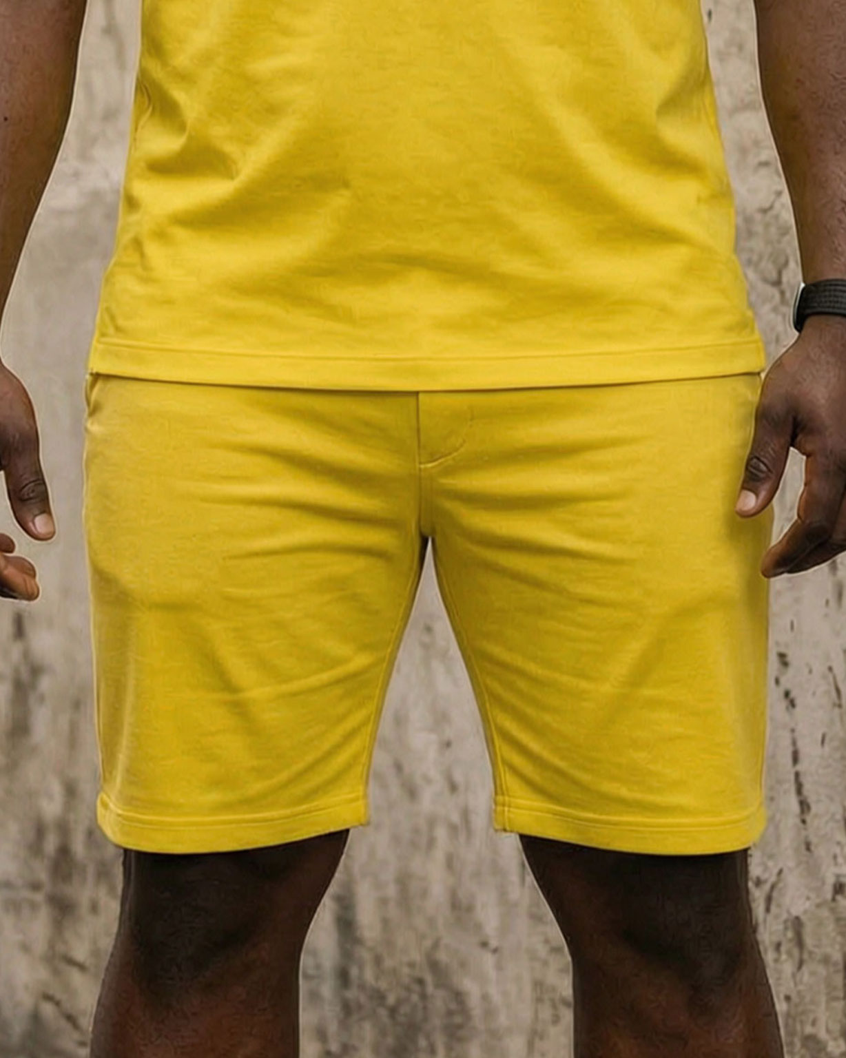 Big & Tall Men's Yellow Summer Vacation Leisure Daily Party Small Label Printed POLO Shirt Short Sleeve Shorts Set