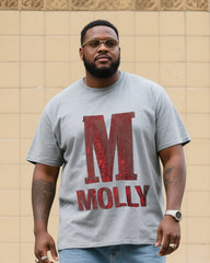 Big & Tall Men's Fashion Street Personality MOLLY T-Shirt Small Label Shorts Denim Suit