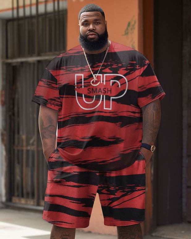 Street Casual Geometric UP Letter Print Large Men's Set