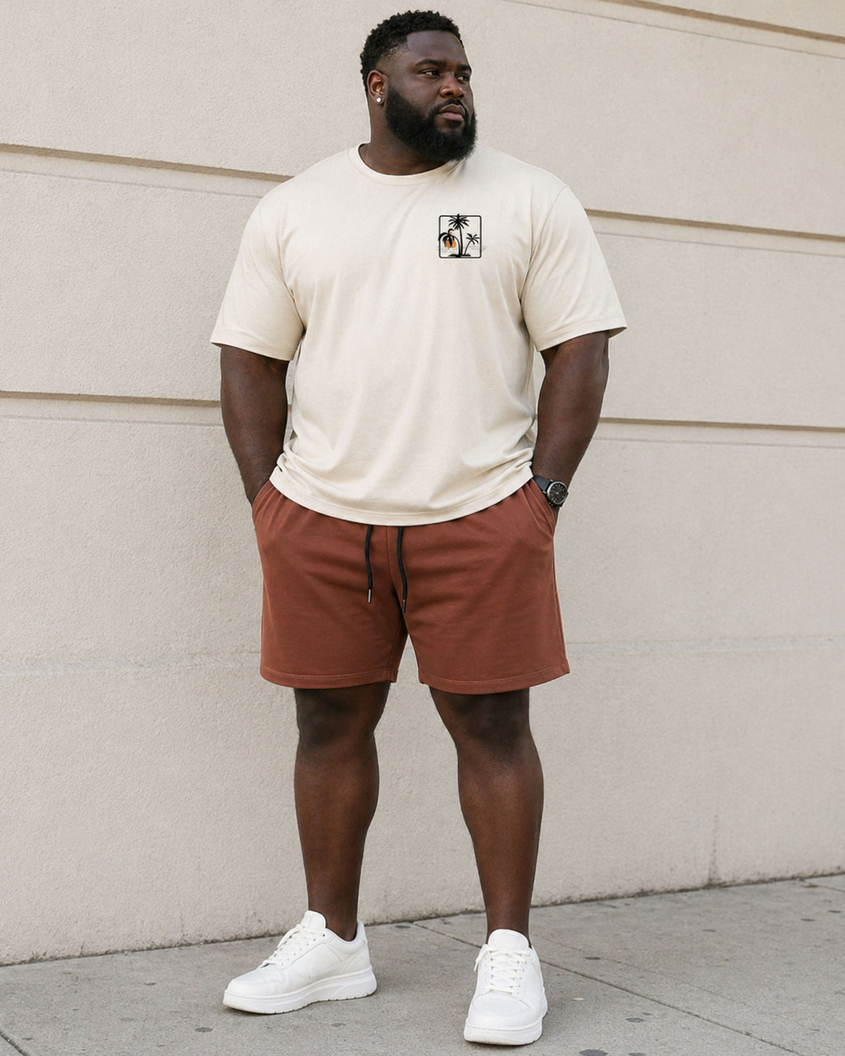 Big & Tall Men's Daily Casual Party Fashion Street Chest Hawaiian Print T-Shirt Shorts Set