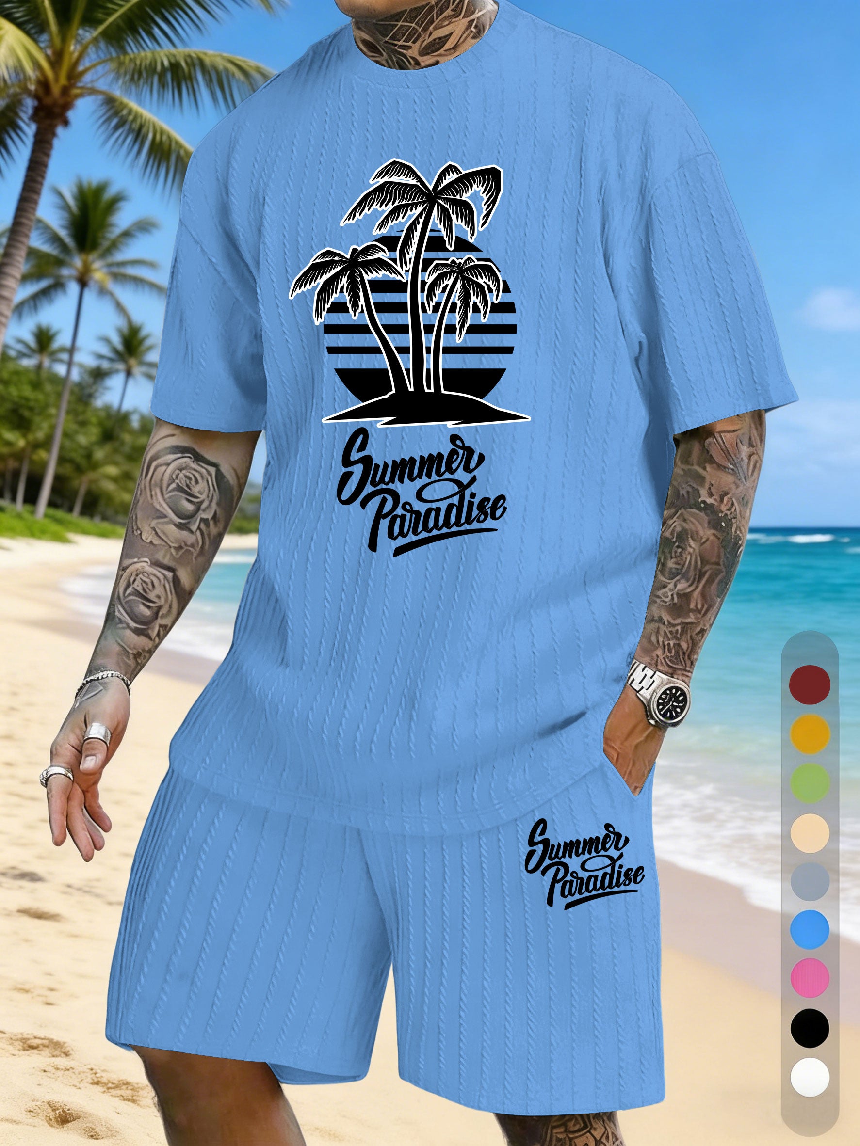 Simple Silhouette Print Texture Three-dimensional Jacquard Large Size Casual Set