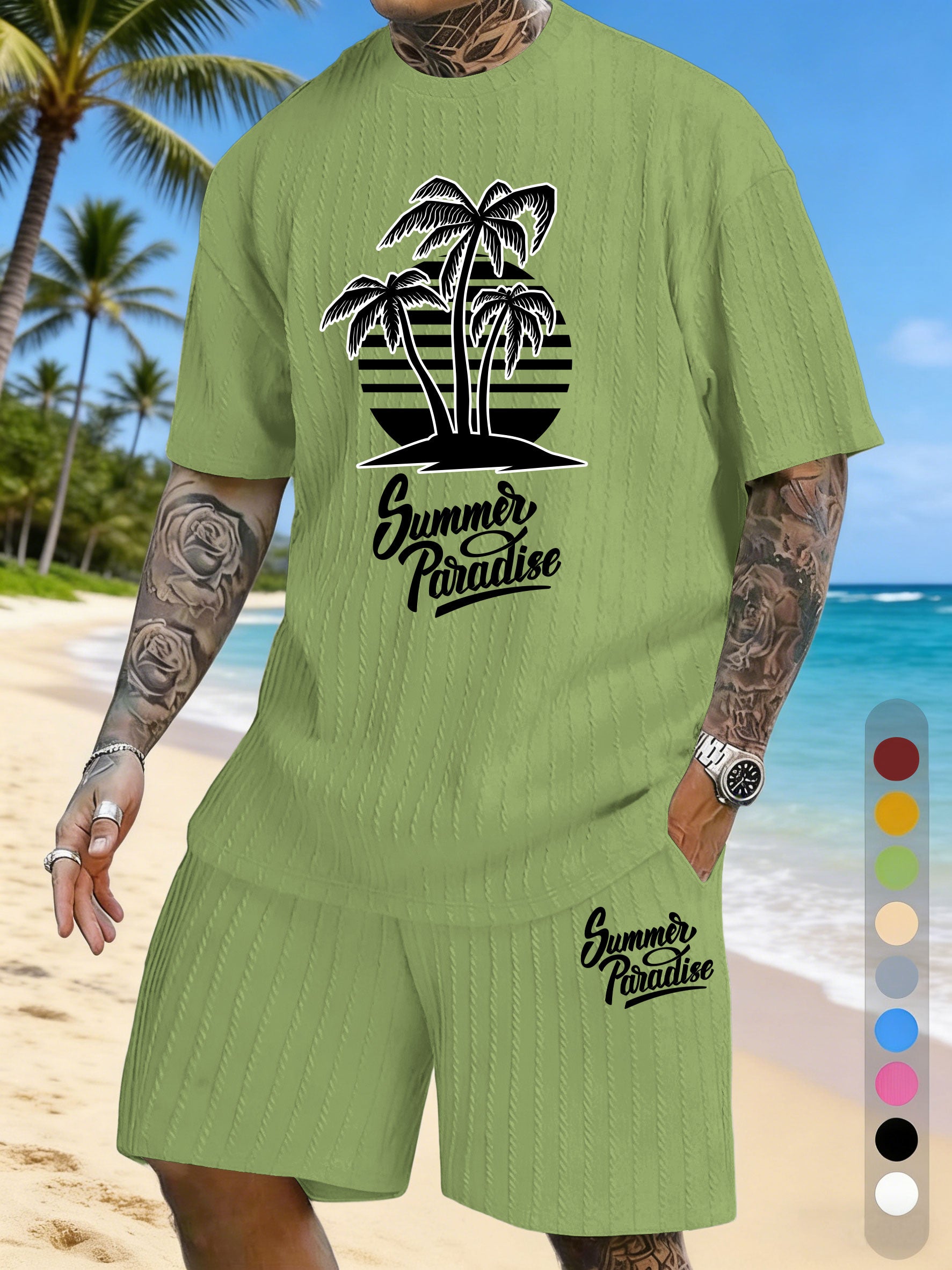 Simple Silhouette Print Texture Three-dimensional Jacquard Large Size Casual Set