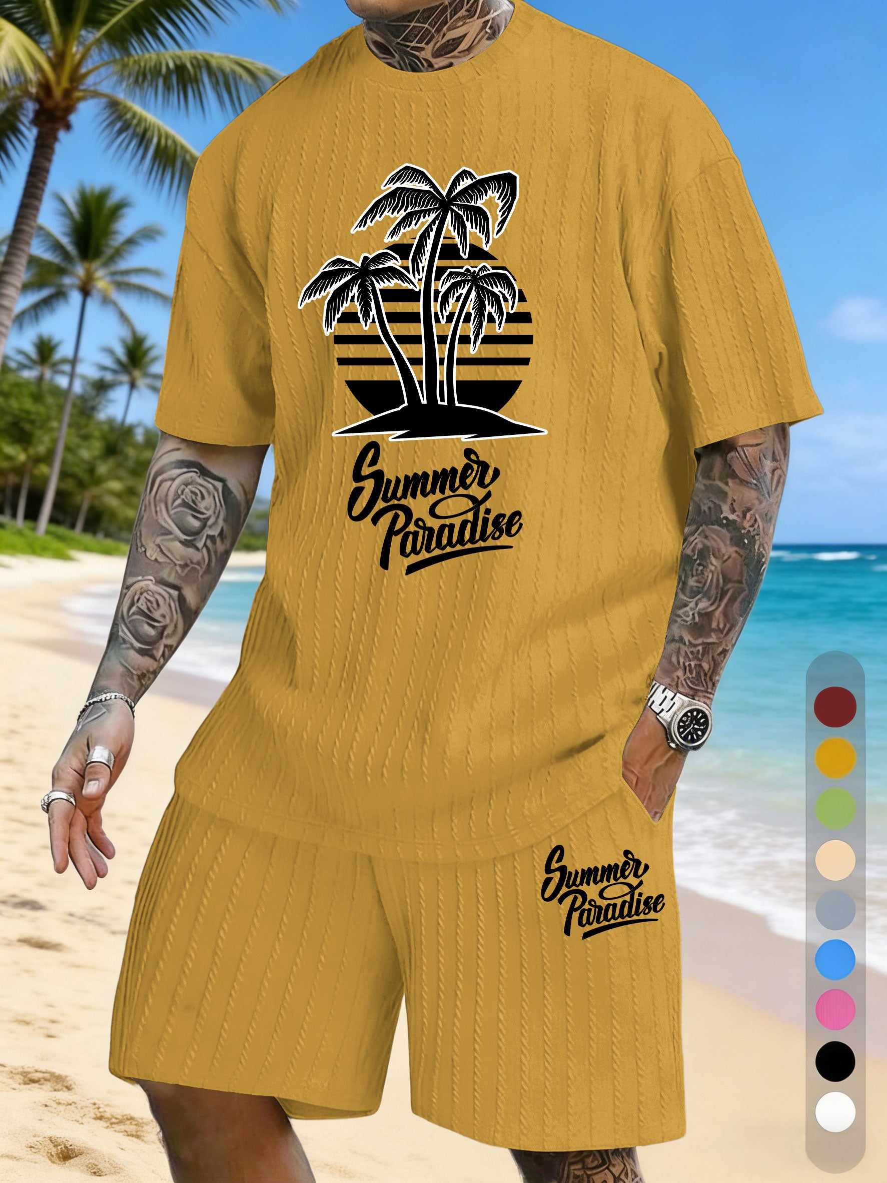 Simple Silhouette Print Texture Three-dimensional Jacquard Large Size Casual Set