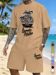 Simple Silhouette Print Texture Three-dimensional Jacquard Large Size Casual Set