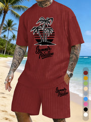 Simple Silhouette Print Texture Three-dimensional Jacquard Large Size Casual Set