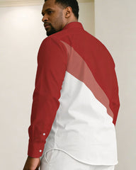 Men's Plus Size Casual Simple White & Black Pony Mark Printed Chest Long Sleeve Shirt Trousers Business Casual Suit