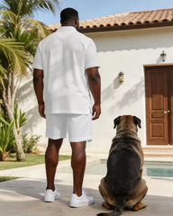 Simple Stitching Small Label Printed Polo Shirt Short-sleeved Suit Large Size Men's