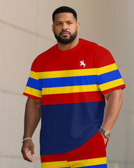 Men's Casual Large Size Short-sleeved Shorts Set