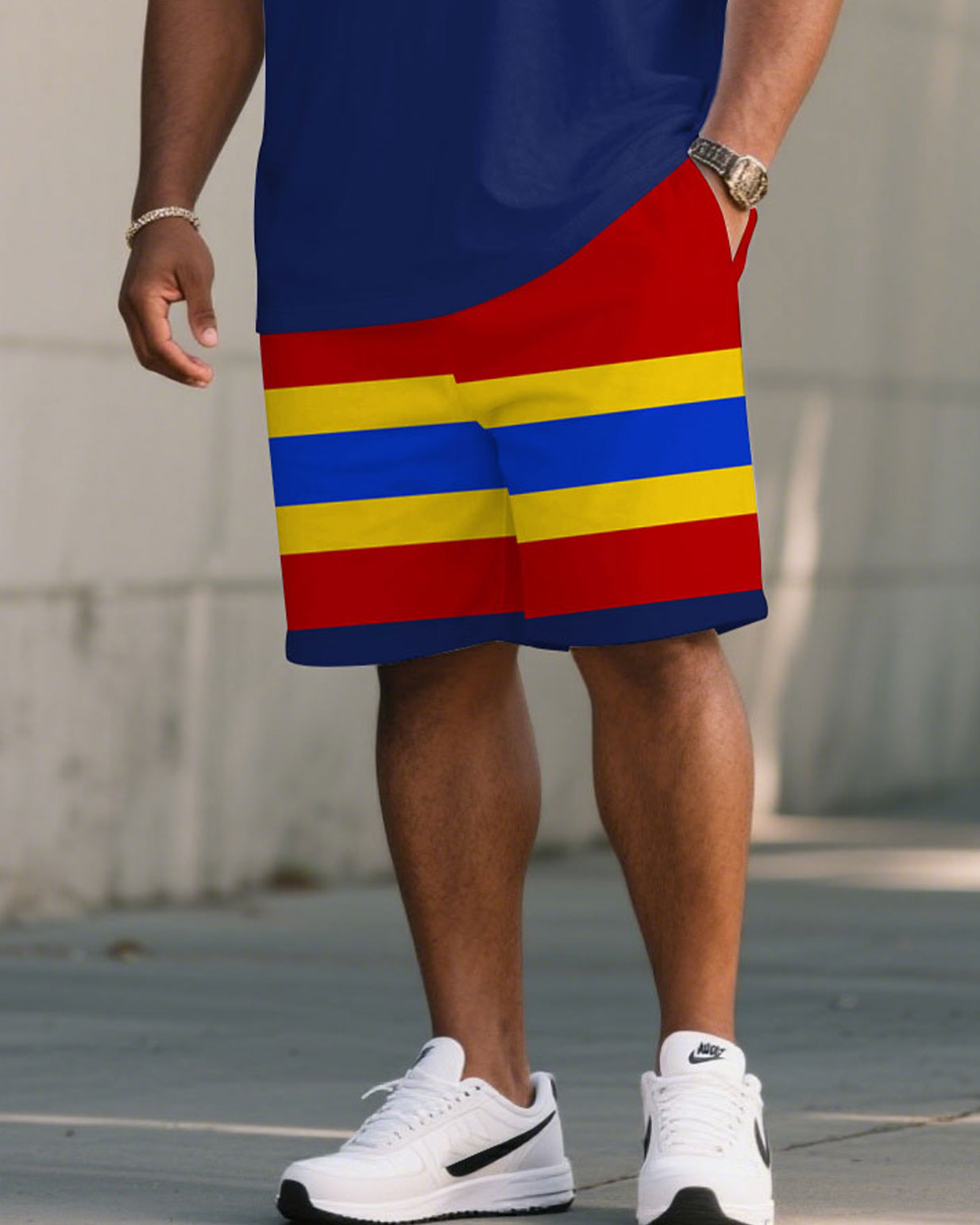 Men's Casual Large Size Short-sleeved Shorts Set