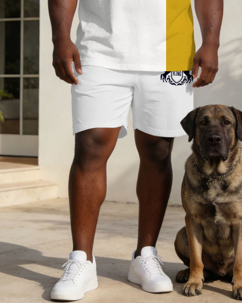 Simple Stitching Small Label Printed Polo Shirt Short-sleeved Suit Large Size Men's