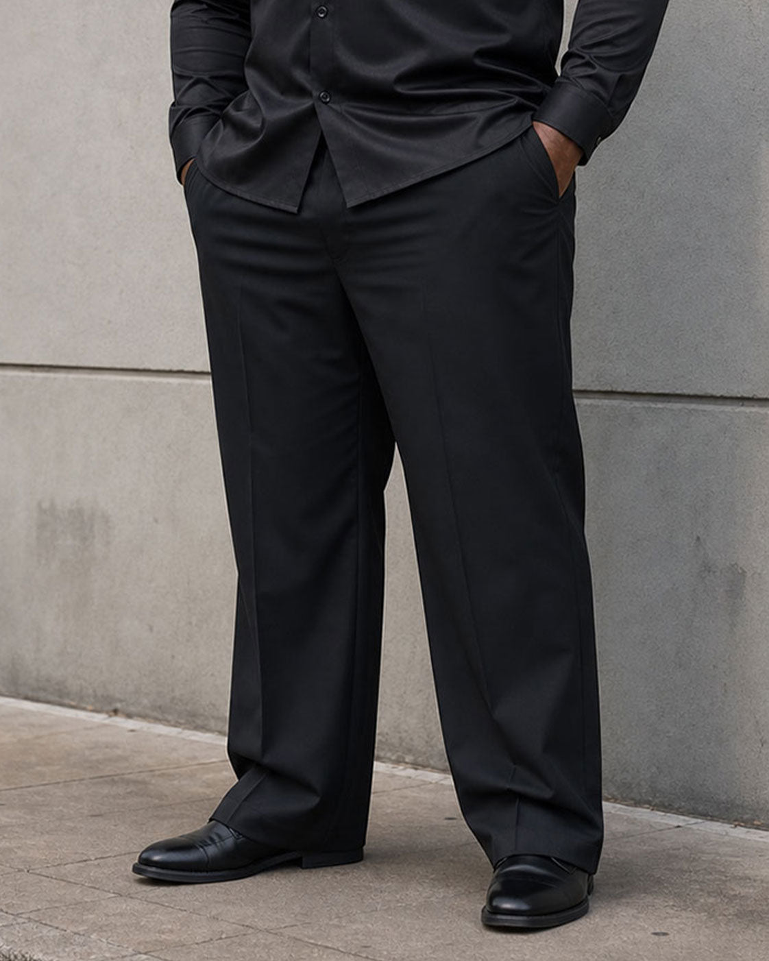 Big & Tall Men's Golden Wings Positioning Printing Business Fashion Long Sleeve Shirt Pants Set