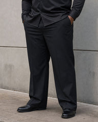 Big & Tall Men's Golden Wings Positioning Printing Business Fashion Long Sleeve Shirt Pants Set