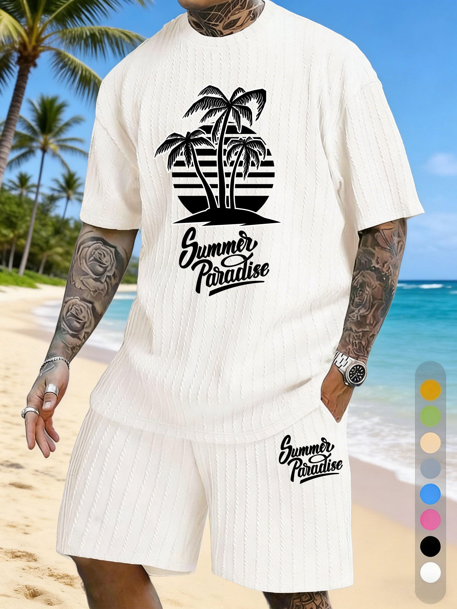 Simple Silhouette Print Texture Three-dimensional Jacquard Large Size Casual Set