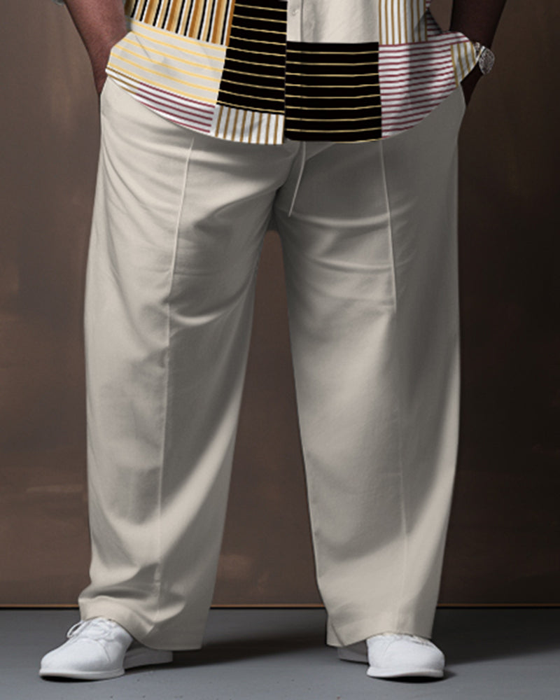 Big Men's Color Block Stitching Gradient Long Sleeve Walking Set