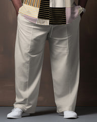 Big Men's Color Block Stitching Gradient Long Sleeve Walking Set