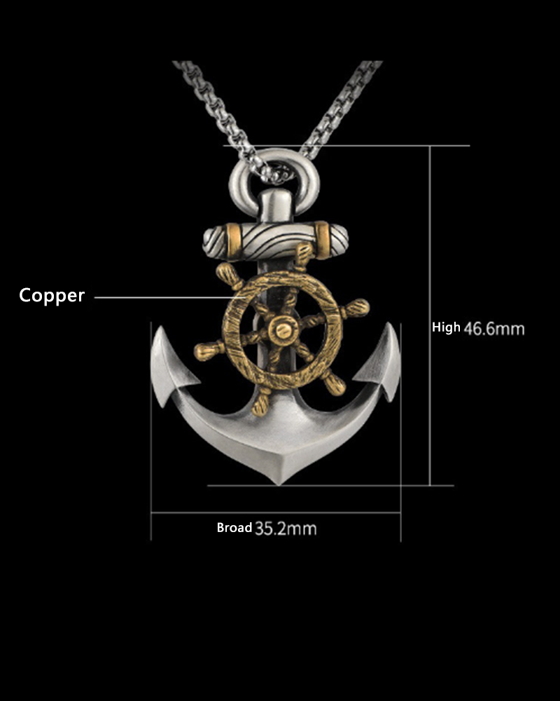 Vintage Anchor Compass Rudder Hip-hop All-match Necklace