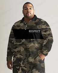 Big Men's Camouflage Long Sleeve Polo Shirt Pants Set of 2 Piece