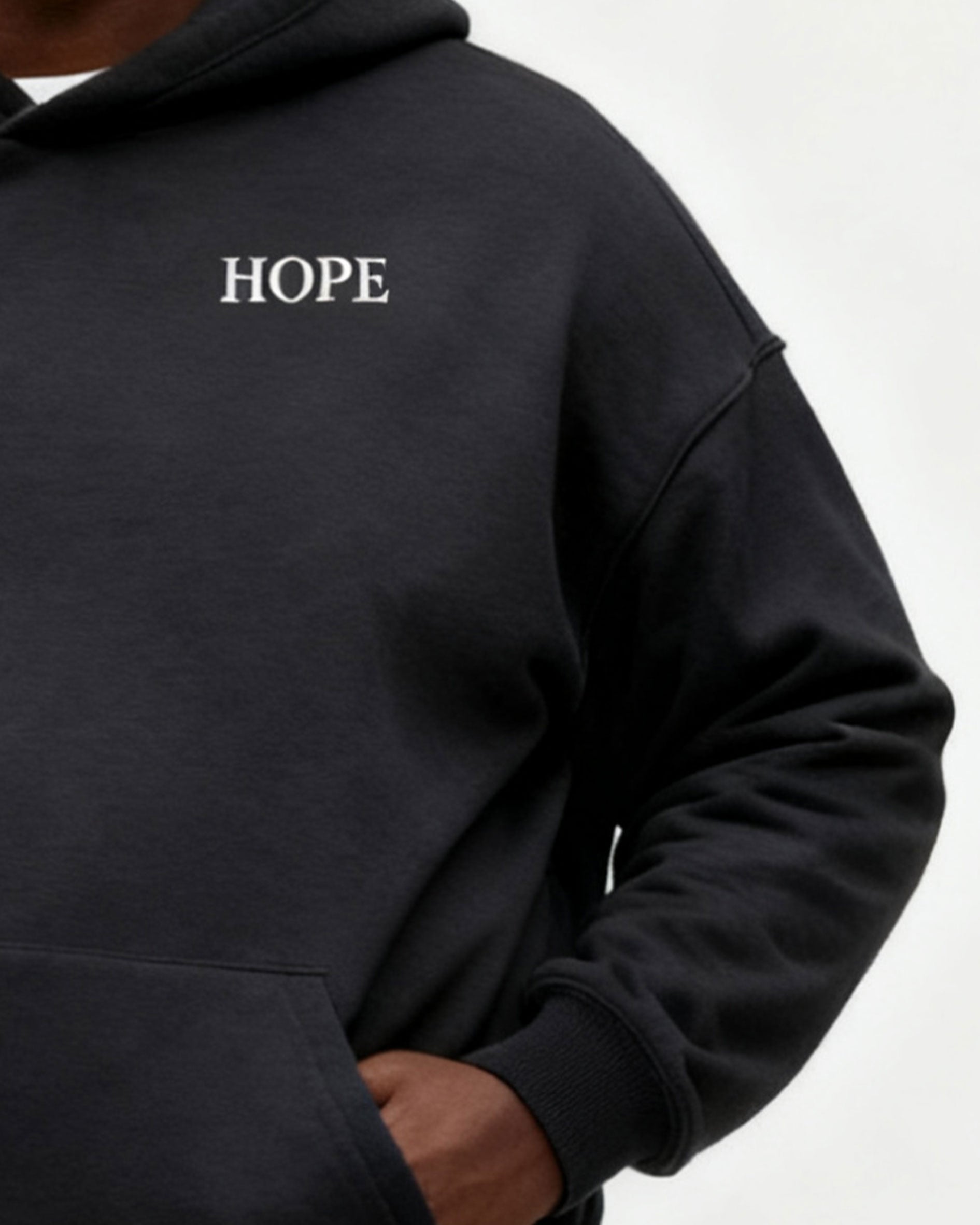 Large Size Men's Autumn And Winter Warm Cotton Hoodie-gray Chest Handmade Three-dimensional Printing "hope" Slogan