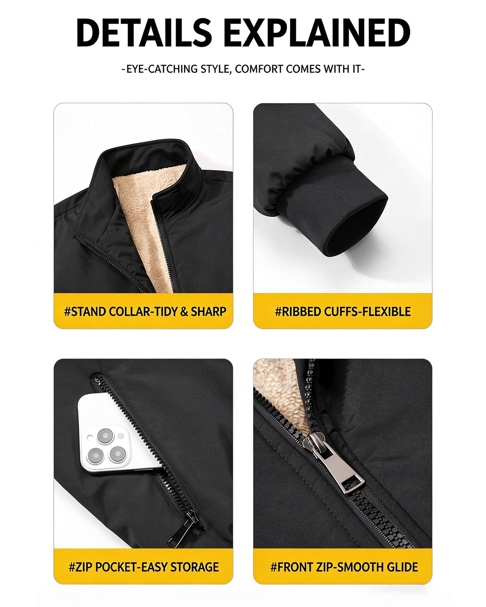 Plus-size Winter Fleece-lined, Thickened, Warm Jacket; Oversized Stand-collar Coat; Casual Men’s Wear.