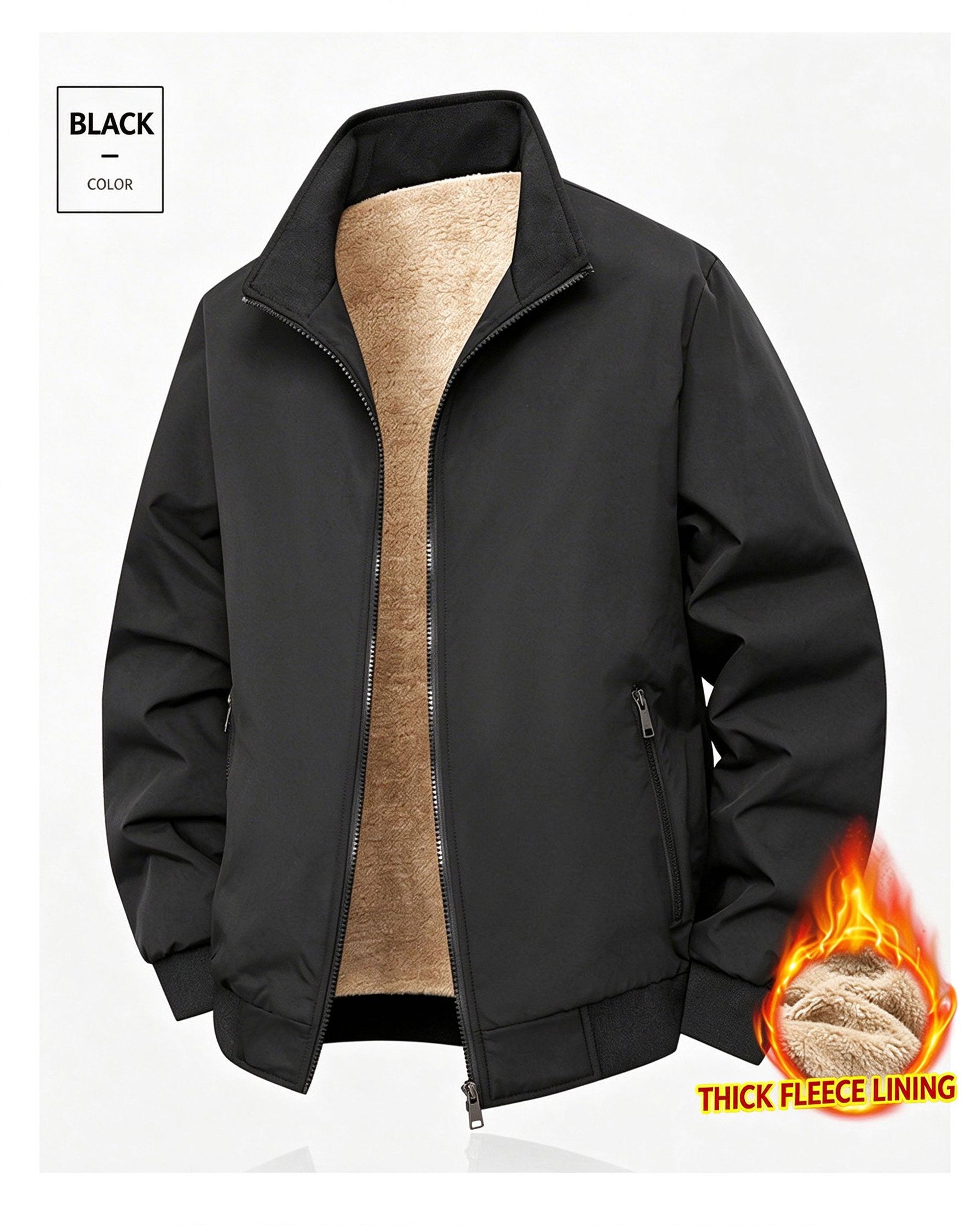 Plus-size Winter Fleece-lined, Thickened, Warm Jacket; Oversized Stand-collar Coat; Casual Men’s Wear.
