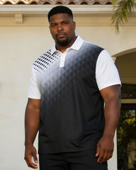Men's Large Size Gradient Geometric Polo Shirt Short Sleeve Shorts Set