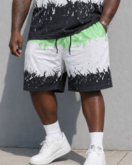 Big & Tall Men's Irregular Gradient Ink Summer T-Shirt Shorts Set