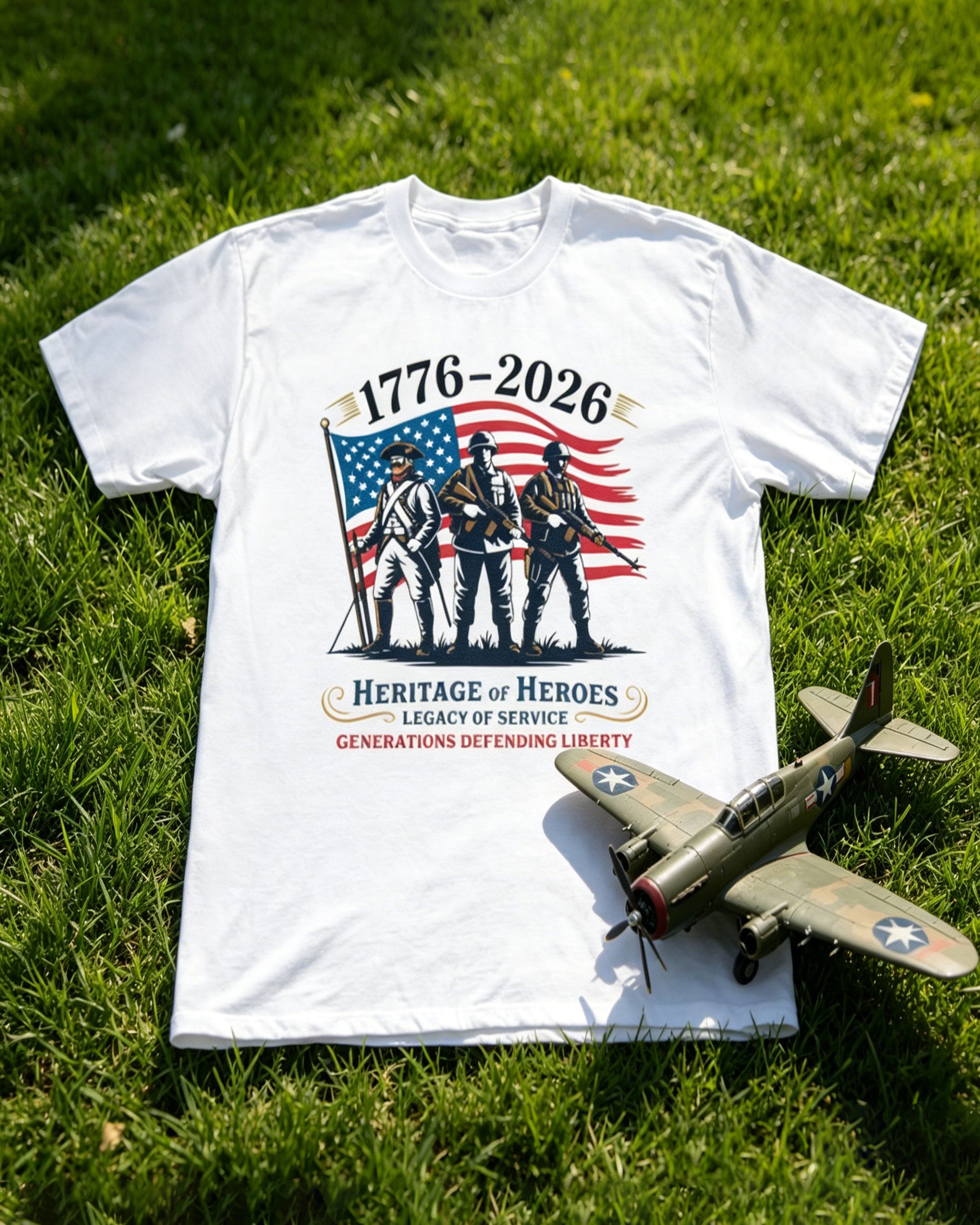Big & Tall Men's U.S. 250 Anniversary Military Family Heritage T-Shirt Generation Service Commemorative T-Shirt